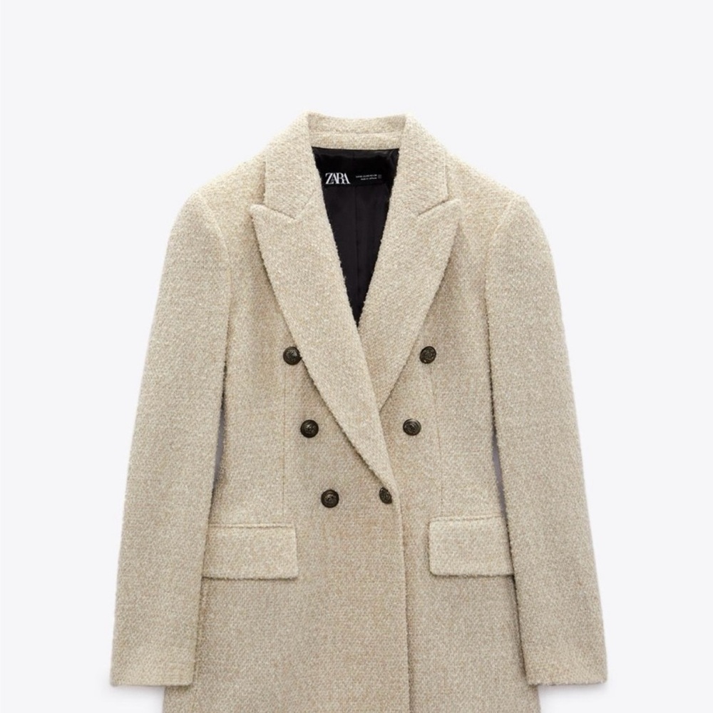 Zara Women's Cream Double-Breasted Blazer